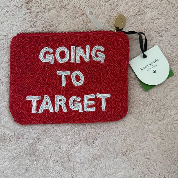 kate spade red beaded 'GOING TO TARGET' cosmetic pouch - Picture 3 of 3